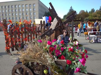 Флаг Ставрополья из тысячи хризантем выложили на площади в День края