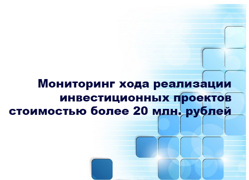 Мониторинг хода реализации инвестиционных проектов стоимостью более 20 млн. рублей