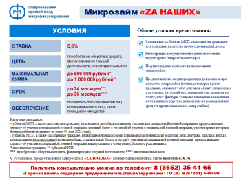 Первый льготный заём по программе «Zа наших» выдан Ставропольским краевым Фондом микрофинансирования